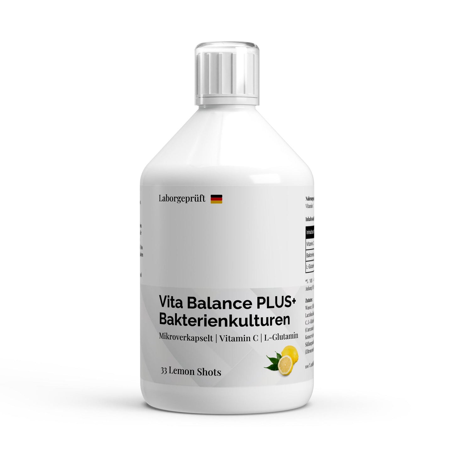 Vita Balance PLUS+ Bakterienkulturen - 33vegane Lemon Shots - 500ml